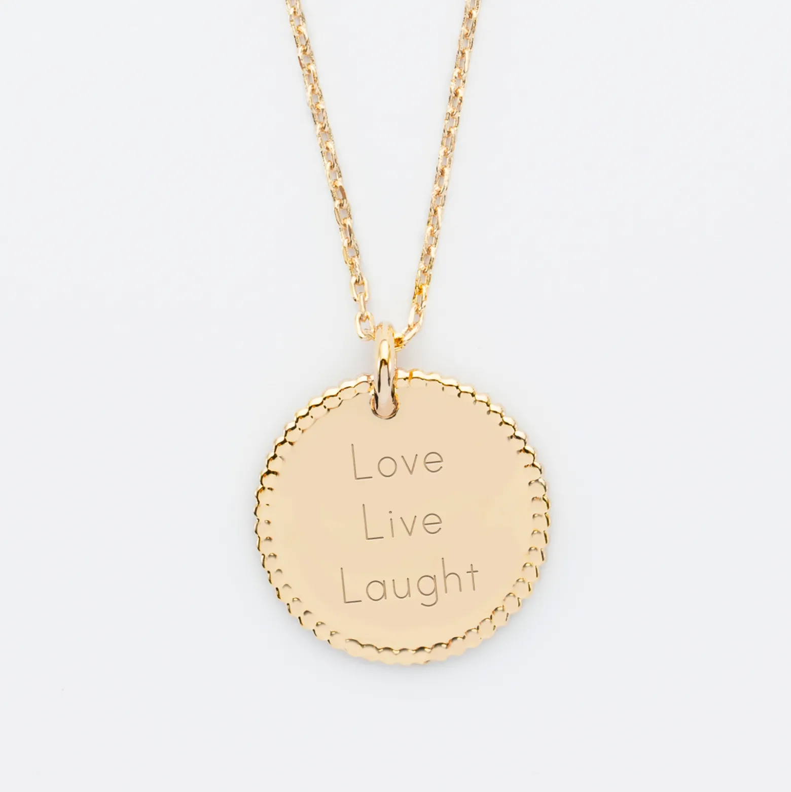 Pendentif bohème personnalisé médaille gravée plaqué or 19 mm