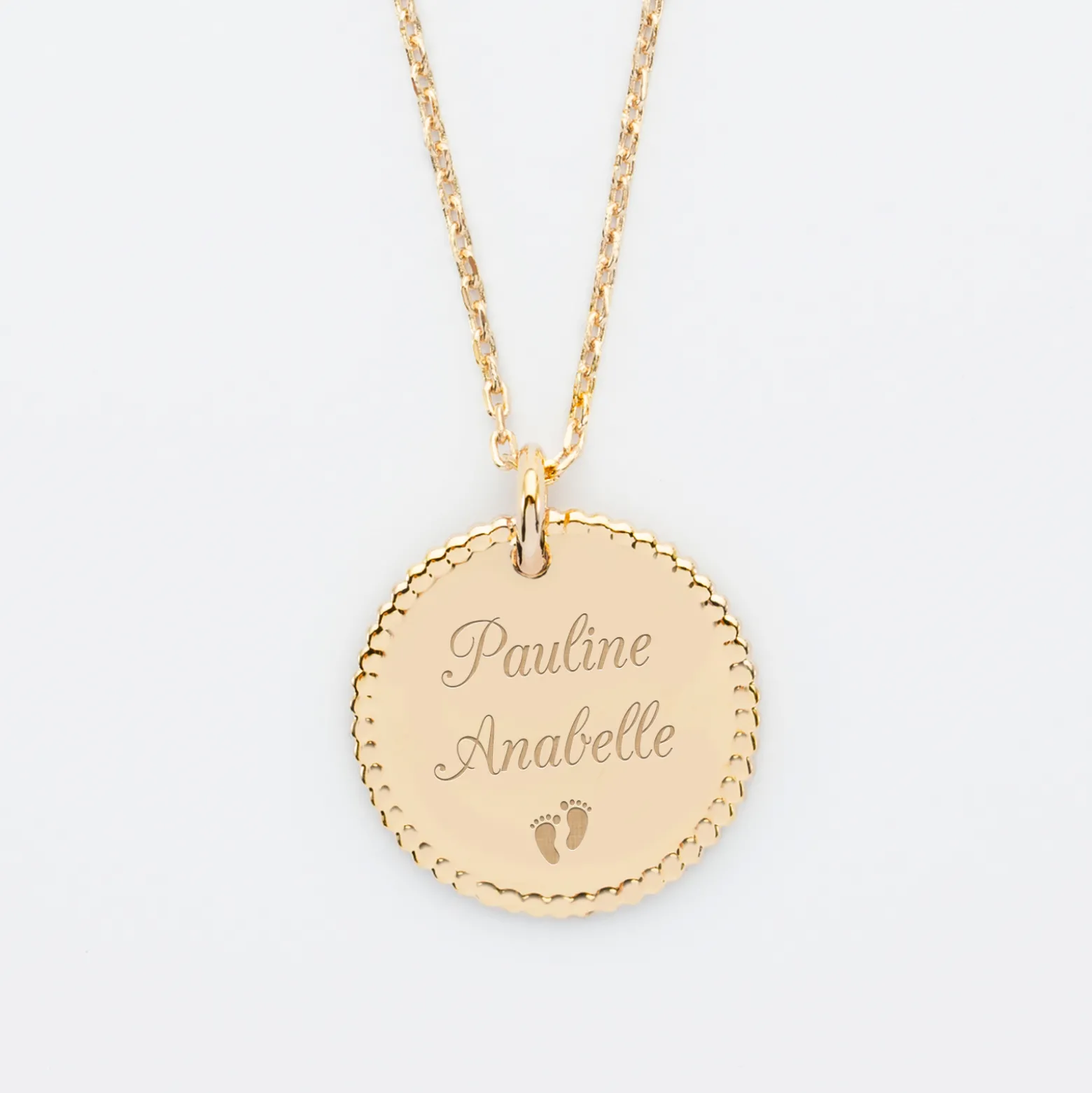 Pendentif bohème personnalisé médaille gravée plaqué or 19 mm