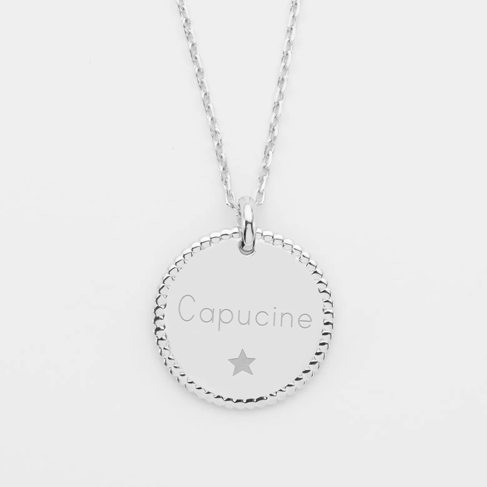 Pendentif bohème personnalisé médaille gravée argent 19 mm