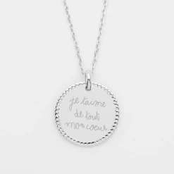 Pendentif bohème personnalisé médaille gravée argent 19 mm
