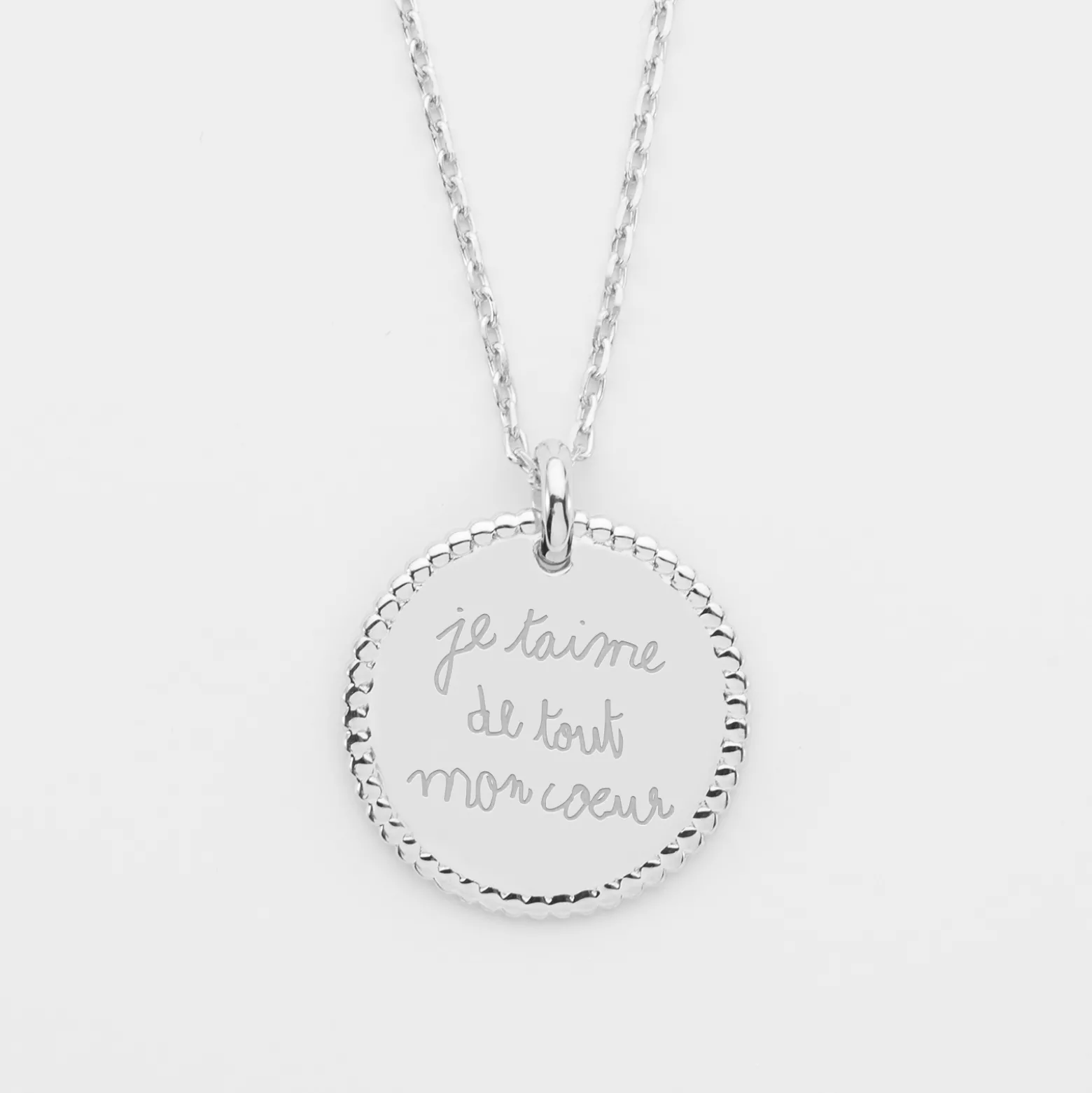Pendentif bohème personnalisé médaille gravée argent 19 mm