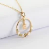 Pendentif cercle scintillant coloré personnalisé médaille plaqué or lettre initiale 5 mm