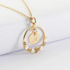 Pendentif cercle scintillant coloré personnalisé médaille gravée plaqué or 10 mm
