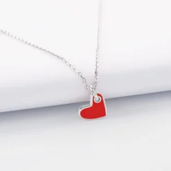 Pendentif coeur email argent 10 mm