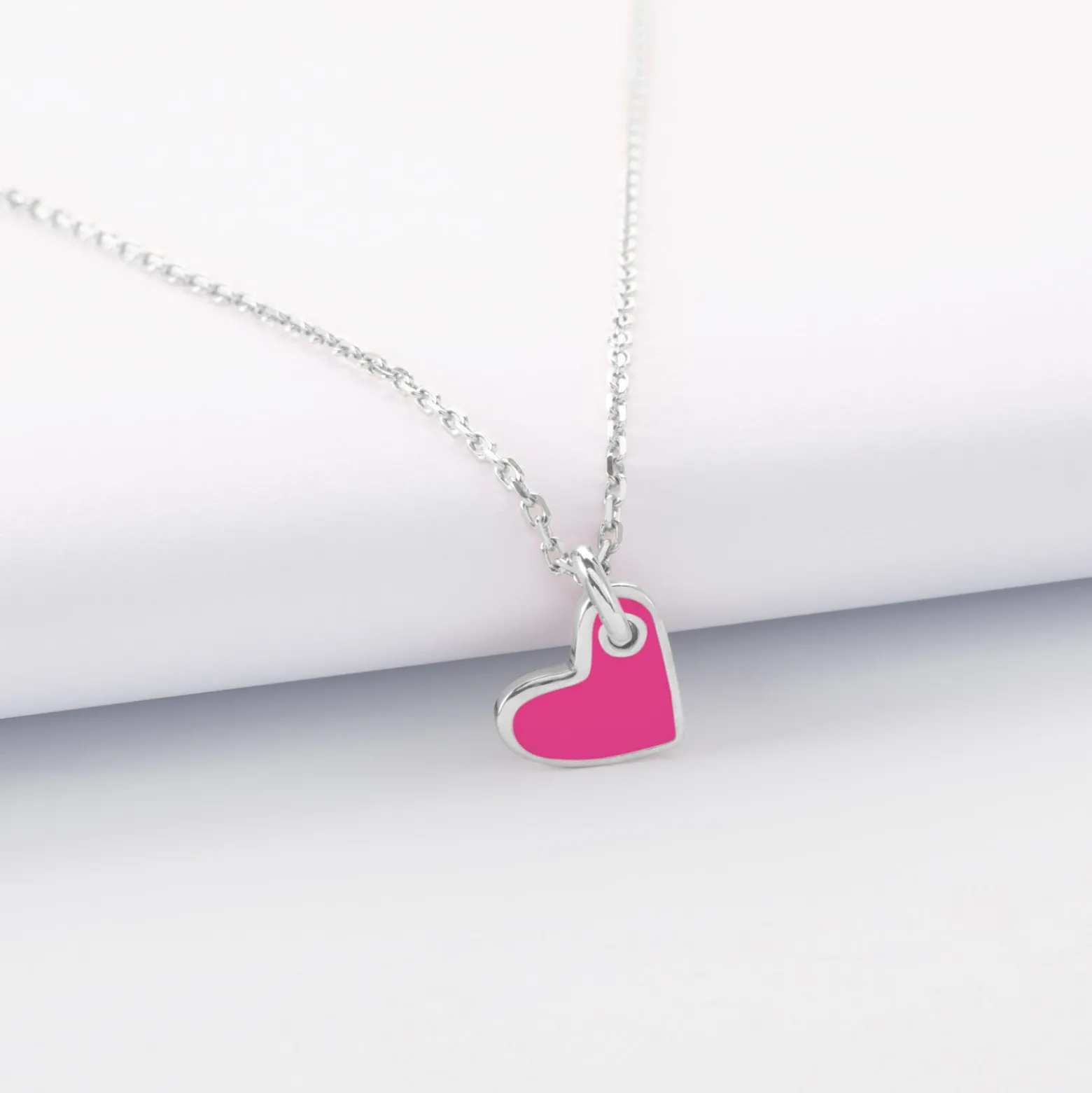 Pendentif coeur email argent 10 mm