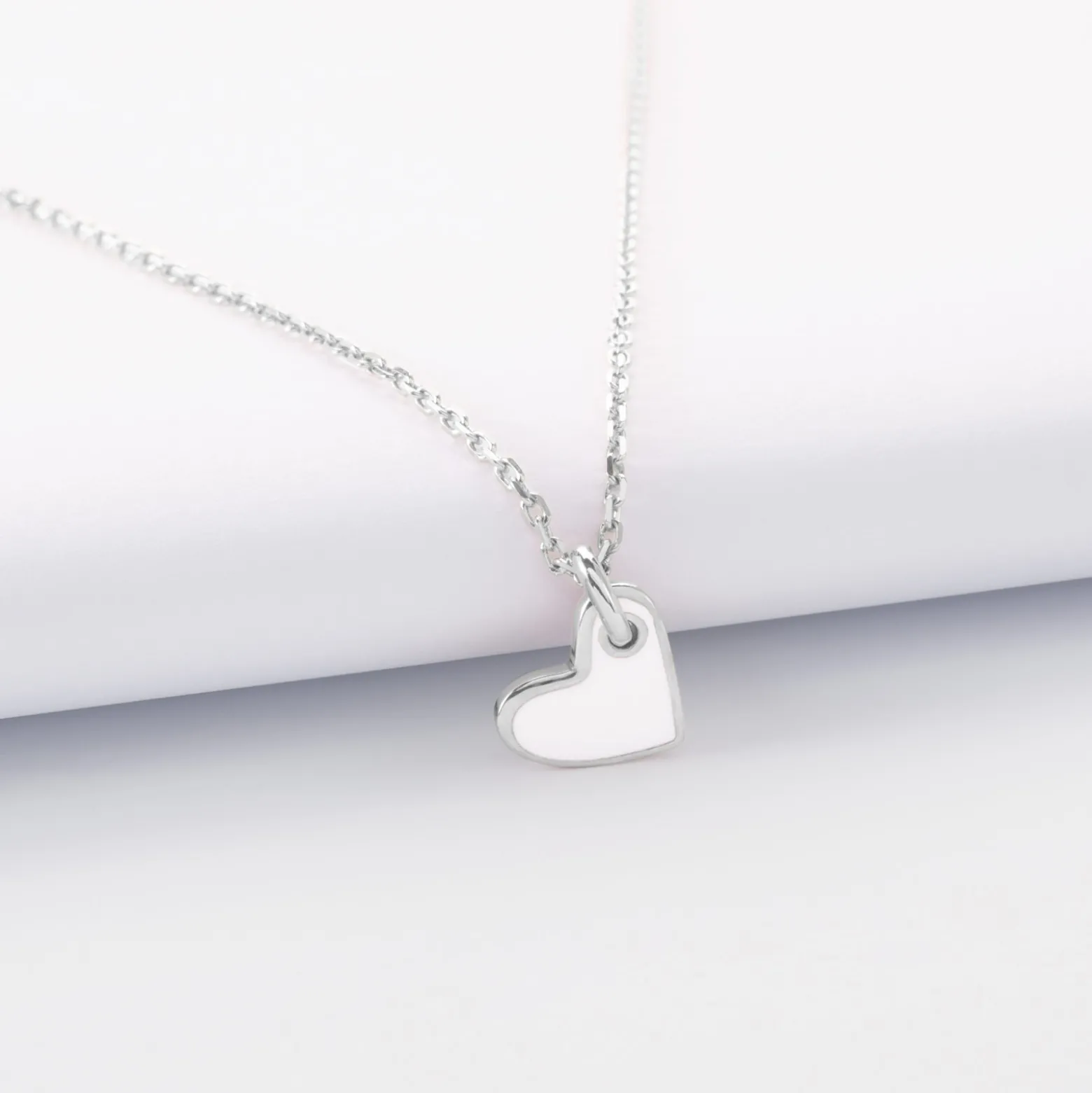 Pendentif coeur email argent 10 mm