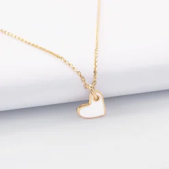 Pendentif coeur email plaqué or 10 mm