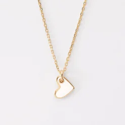 Pendentif coeur email plaqué or 10 mm