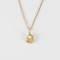 Pendentif coquillage perle blanche plaqué or 12 mm