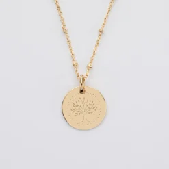 Pendentif Cérémonie enfant personnalisé médaille gravée plaqué or 15 mm