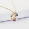 Pendentif cœur scintillant coloré plaqué or 18x15 mm