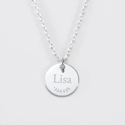 Pendentif enfant calligraphie personnalisé médaille gravée argent 15 mm