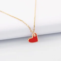 Pendentif enfant coeur email plaqué or 10 mm