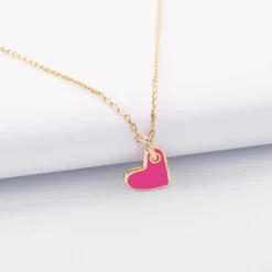 Pendentif enfant coeur email plaqué or 10 mm