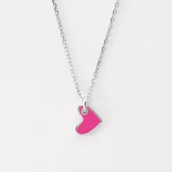 Pendentif enfant coeur email blanc argent 10 mm