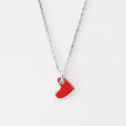 Pendentif enfant coeur email blanc argent 10 mm