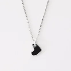 Pendentif enfant coeur email blanc argent 10 mm
