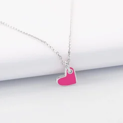 Pendentif enfant coeur email blanc argent 10 mm