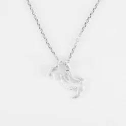 Pendentif enfant colombe argent 18 mm et breloque lettre initiale 5 mm