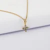 Pendentif enfant fleur pétales zircons plaqué or 10 mm