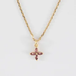 Pendentif enfant fleur pétales zircons plaqué or 10 mm