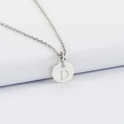 Pendentif enfant initiale personnalisé médaille martelée gravée argent 10 mm - Nos petits imparfaits