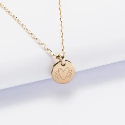 Pendentif enfant initiale personnalisé médaille gravée plaqué or 10 mm