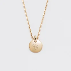 Pendentif enfant initiale personnalisé médaille gravée plaqué or 10 mm