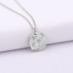 Pendentif enfant médaille Lune trio zircons argent 14 mm