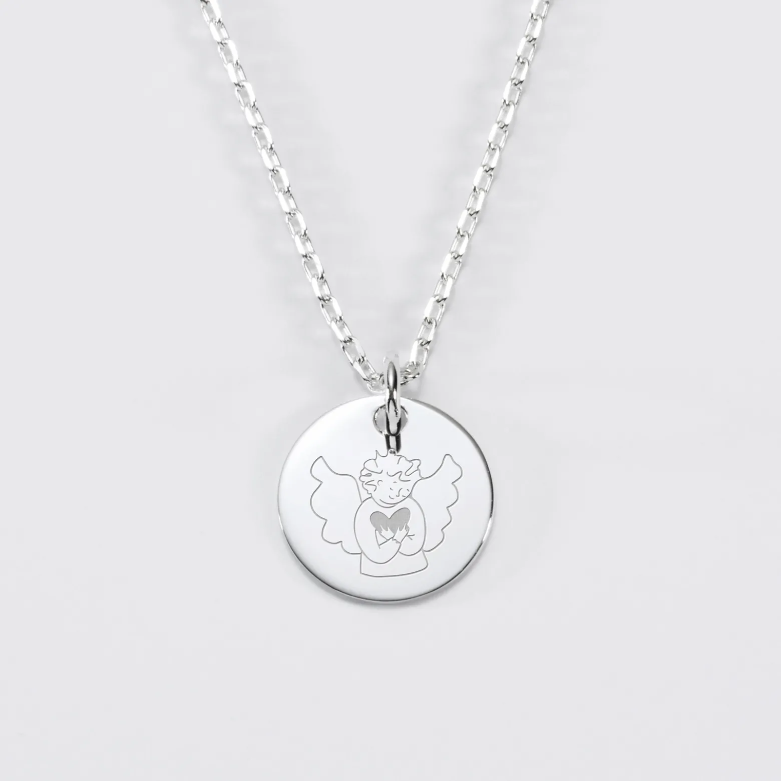 Pendentif enfant personnalisé médaille gravée argent 15 mm - HappyBulle x MyLovelyThing