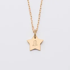 Pendentif enfant personnalisé initiale médaille gravée plaqué or étoile 12 mm