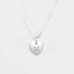Pendentif enfant personnalisé initiale médaille gravée argent coeur 10 mm