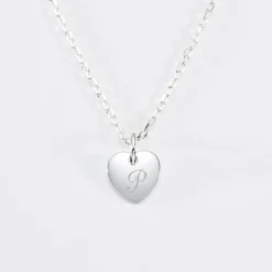 Pendentif enfant personnalisé initiale médaille gravée argent coeur 10 mm