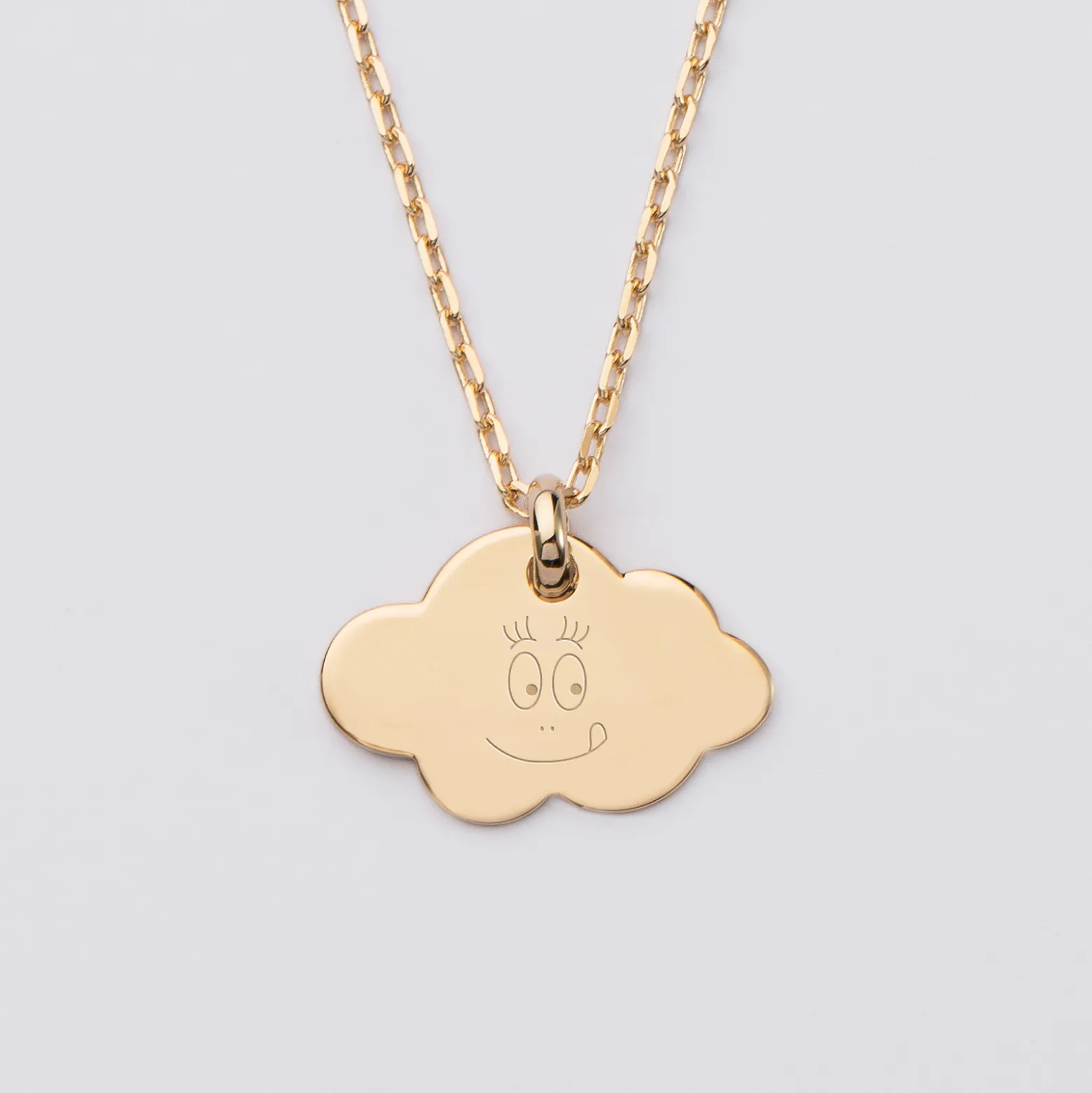 Pendentif enfant personnalisé médaille gravée plaqué or nuage 20x14 mm - Happybulle x Barbapapa