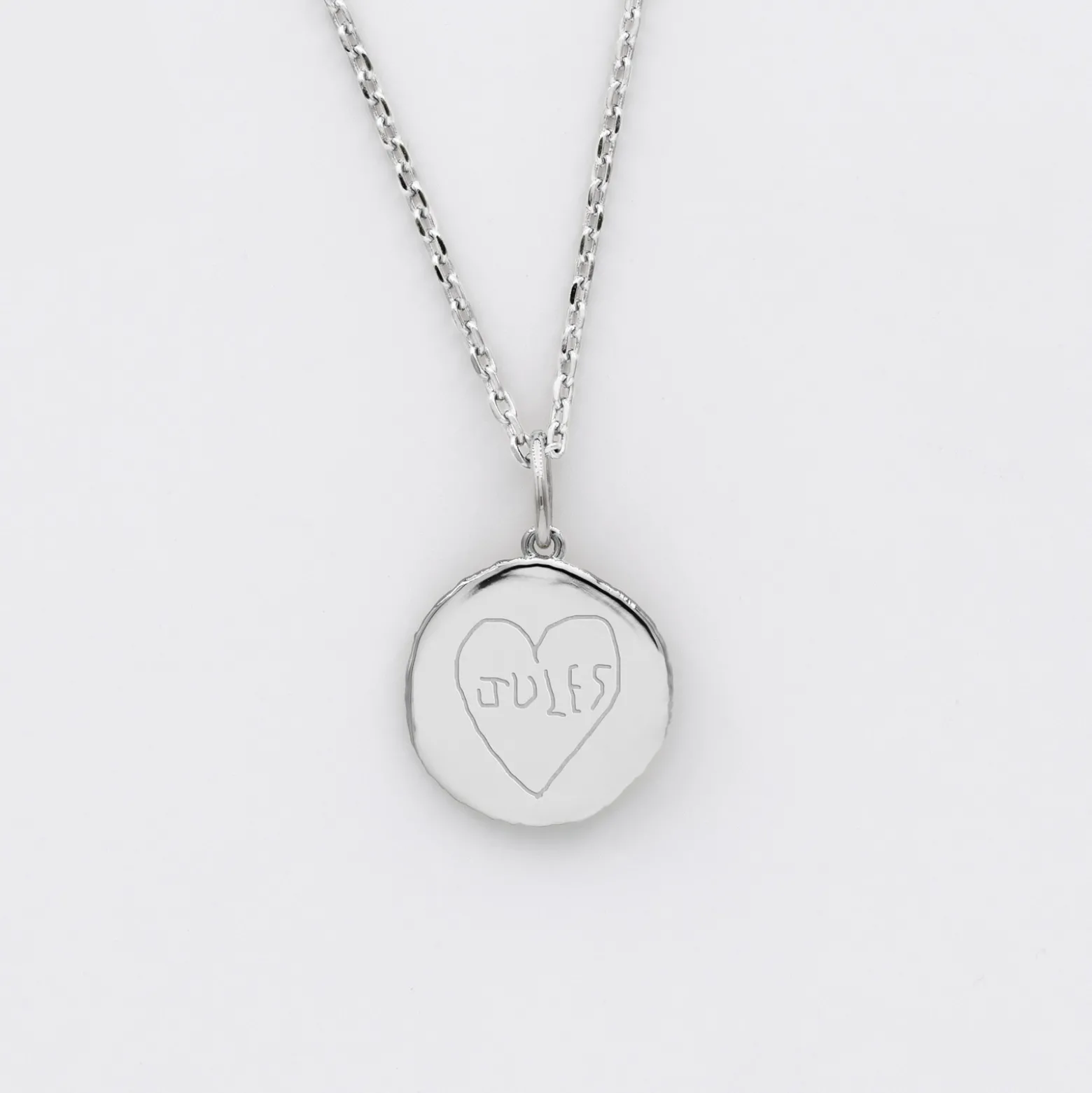 Pendentif enfant personnalisé médaille gravée argent rose des vents texturée 14 mm