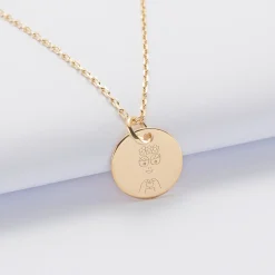 Pendentif enfant personnalisé médaille gravée plaqué or 15 mm - Happybulle x Barbapapa