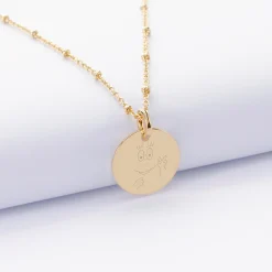 Pendentif enfant personnalisé médaille gravée plaqué or 15 mm - Happybulle x Barbapapa