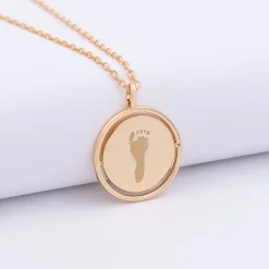 Pendentif enfant personnalisé médaille réversible Eternelle gravée plaqué or 18 mm