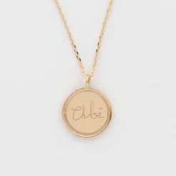 Pendentif enfant personnalisé médaille réversible Eternelle gravée plaqué or 18 mm