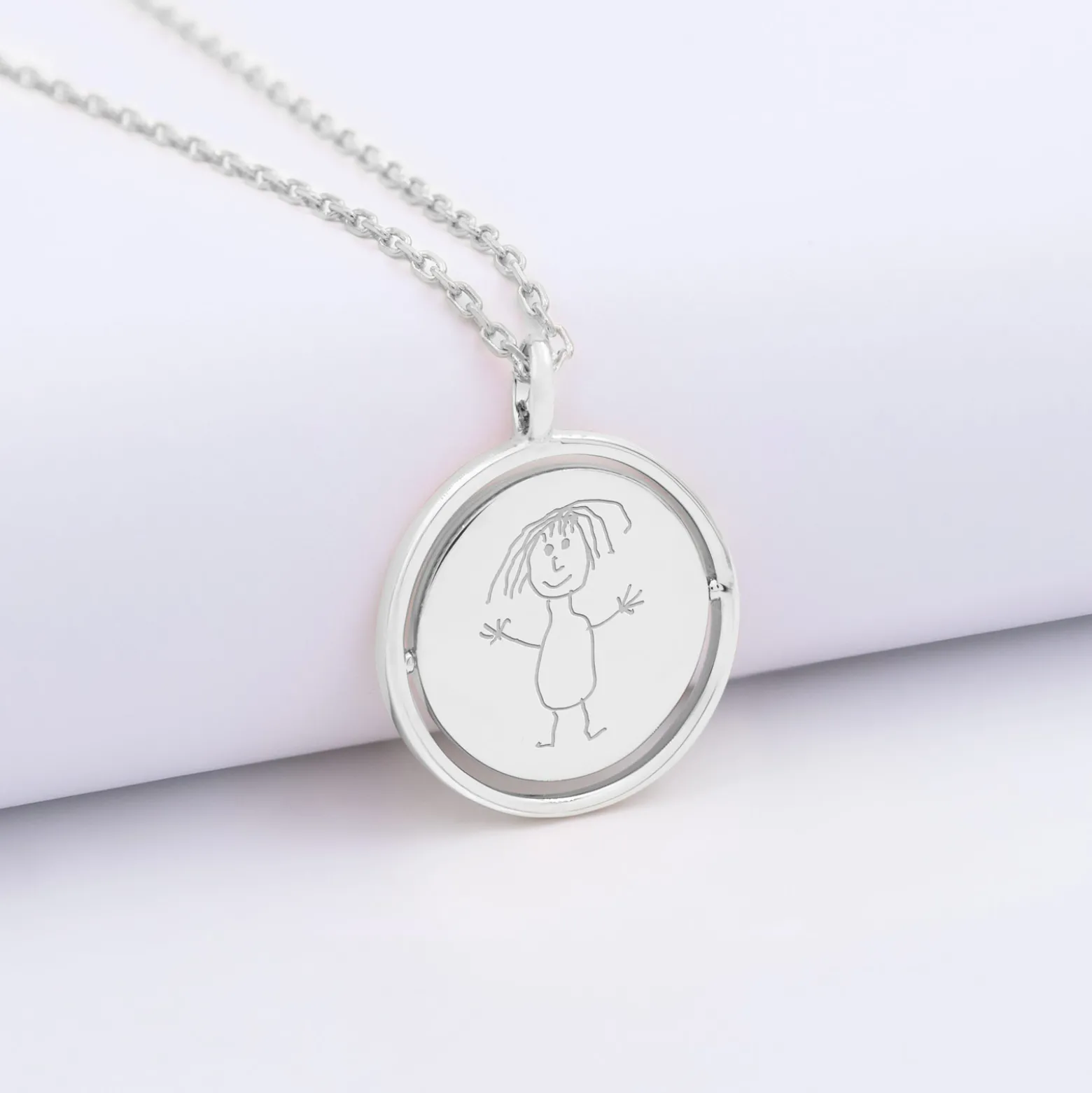 Pendentif enfant personnalisé médaille réversible Eternelle gravée argent 18 mm
