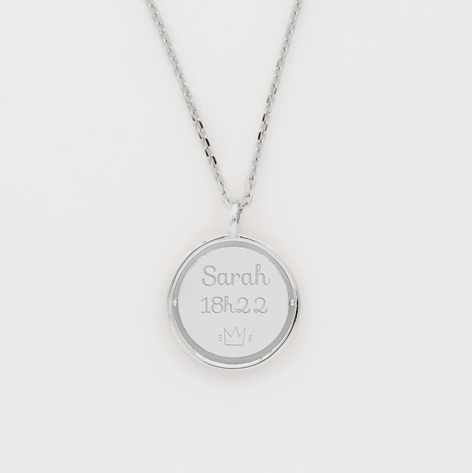 Pendentif enfant personnalisé médaille réversible Eternelle gravée argent 18 mm