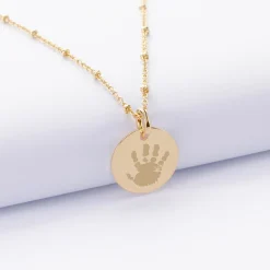Pendentif enfant personnalisé médaille gravée plaqué or 15 mm