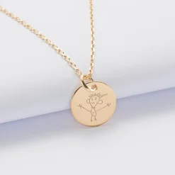 Pendentif enfant personnalisé médaille gravée plaqué or 15 mm