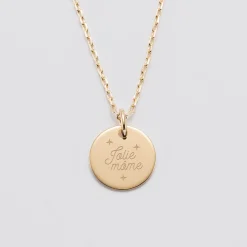 Pendentif enfant personnalisé médaille gravée plaqué or 15 mm