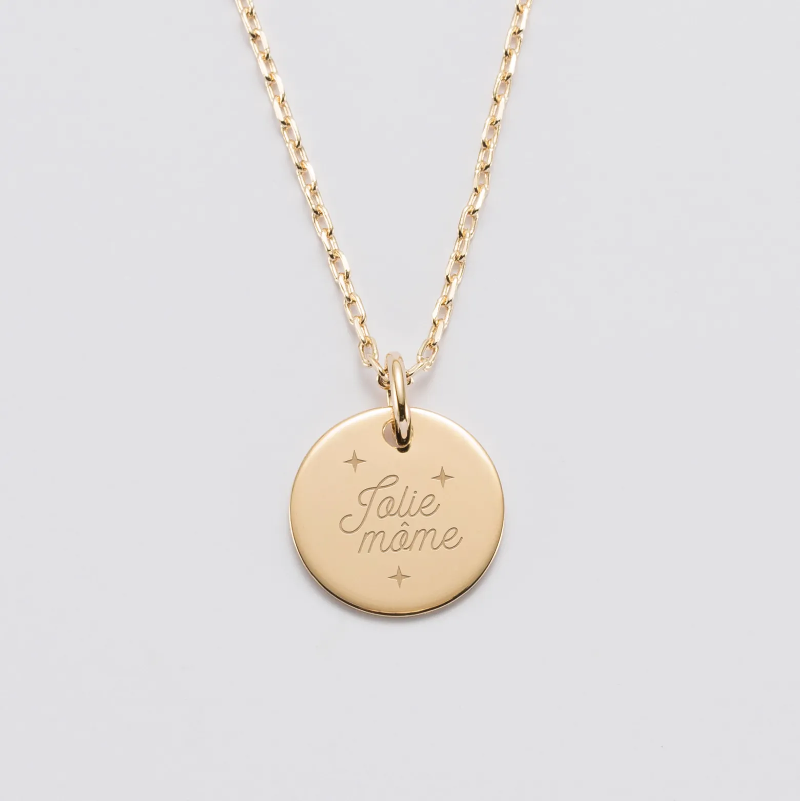 Pendentif enfant personnalisé médaille gravée plaqué or 15 mm