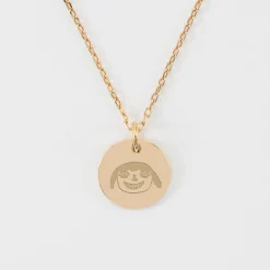Pendentif enfant personnalisé médaille martelée gravée plaqué or 15 mm