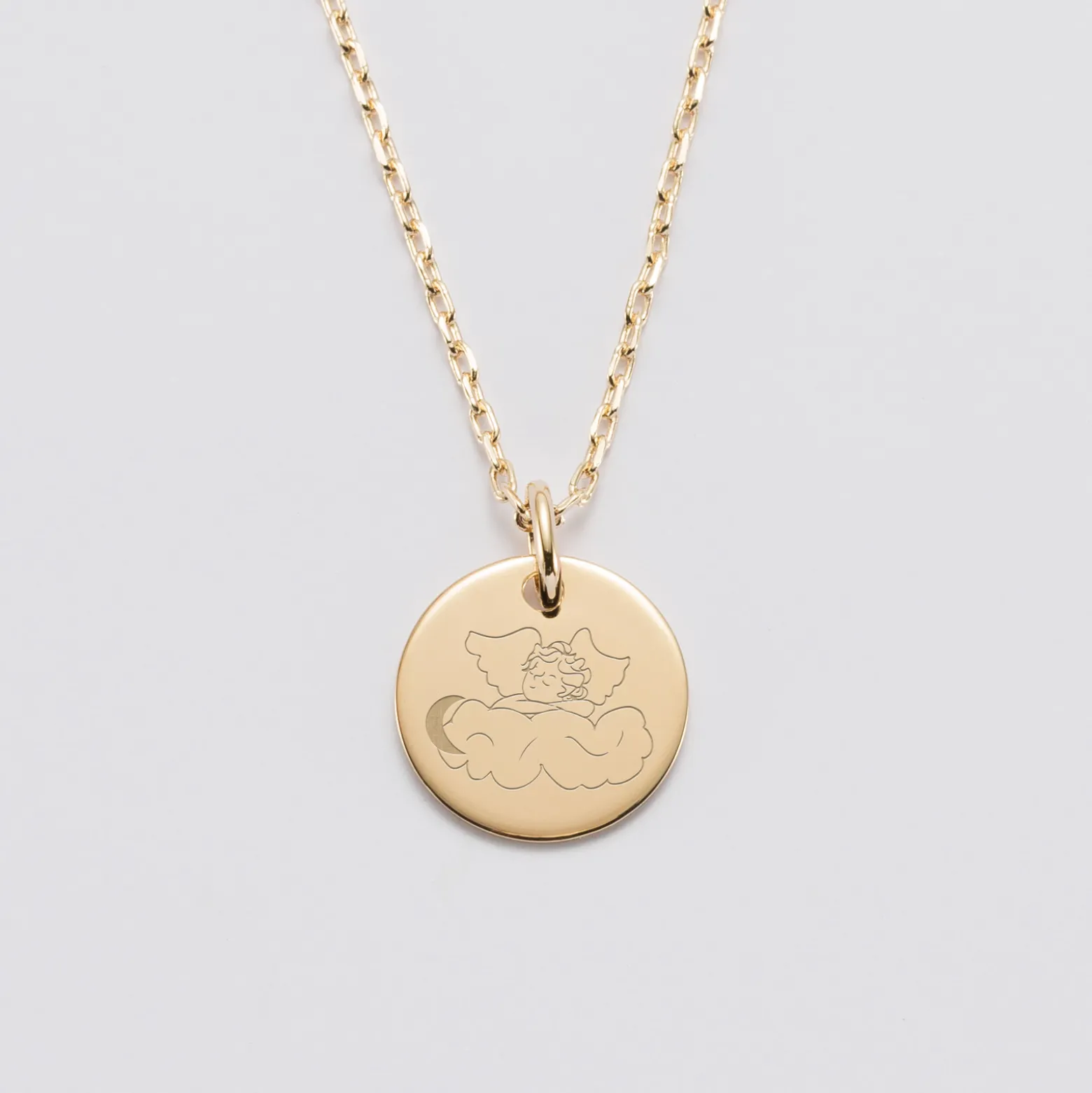 Pendentif enfant personnalisé médaille gravée plaqué or 15 mm - HappyBulle x MyLovelyThing