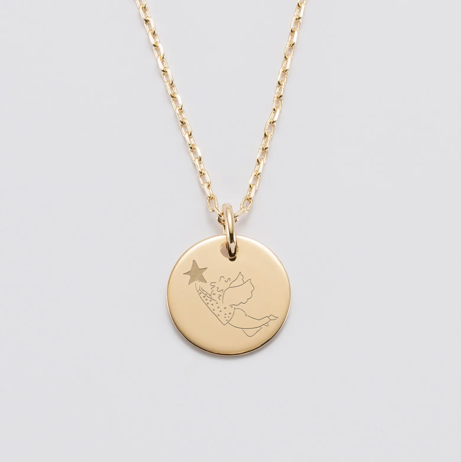 Pendentif enfant personnalisé médaille gravée plaqué or 15 mm - HappyBulle x MyLovelyThing