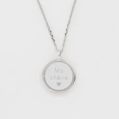 Pendentif enfant personnalisé médaille réversible Eternelle gravée argent 18 mm - HappyBulle x Capucine