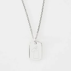 Pendentif enfant personnalisé médaille gravée argent rectangle 17x11 mm - Happybulle x Barbapapa
